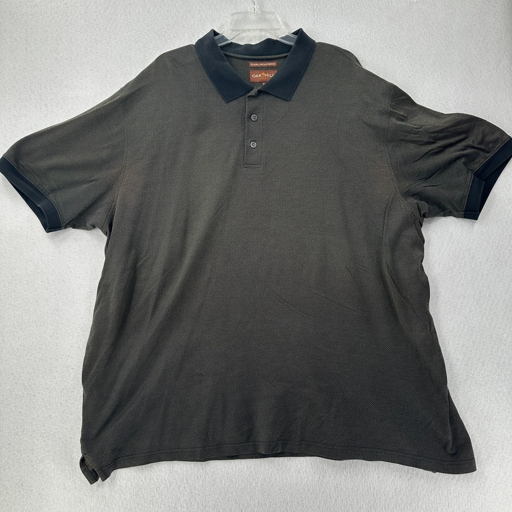 OAK HILL Golf Polo‎ Shirt Men 2XL Geometric Grey Mercerized Cotton XXL